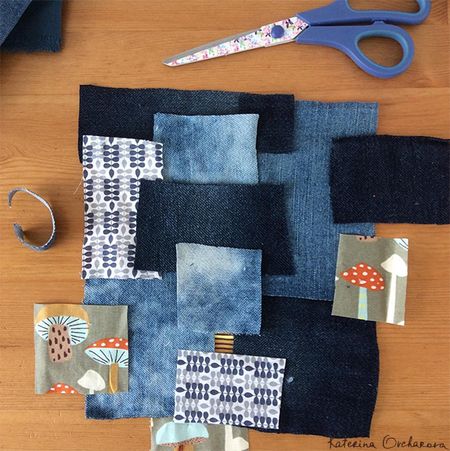 Сумка из лоскутов в технике боро